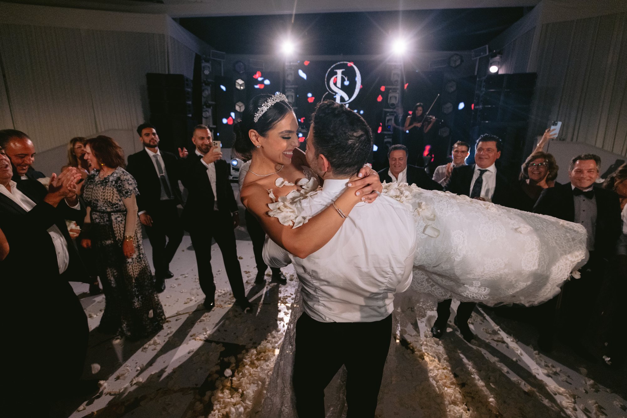 Dance floor lighting by LIV Entertainment at the Beverly Hilton