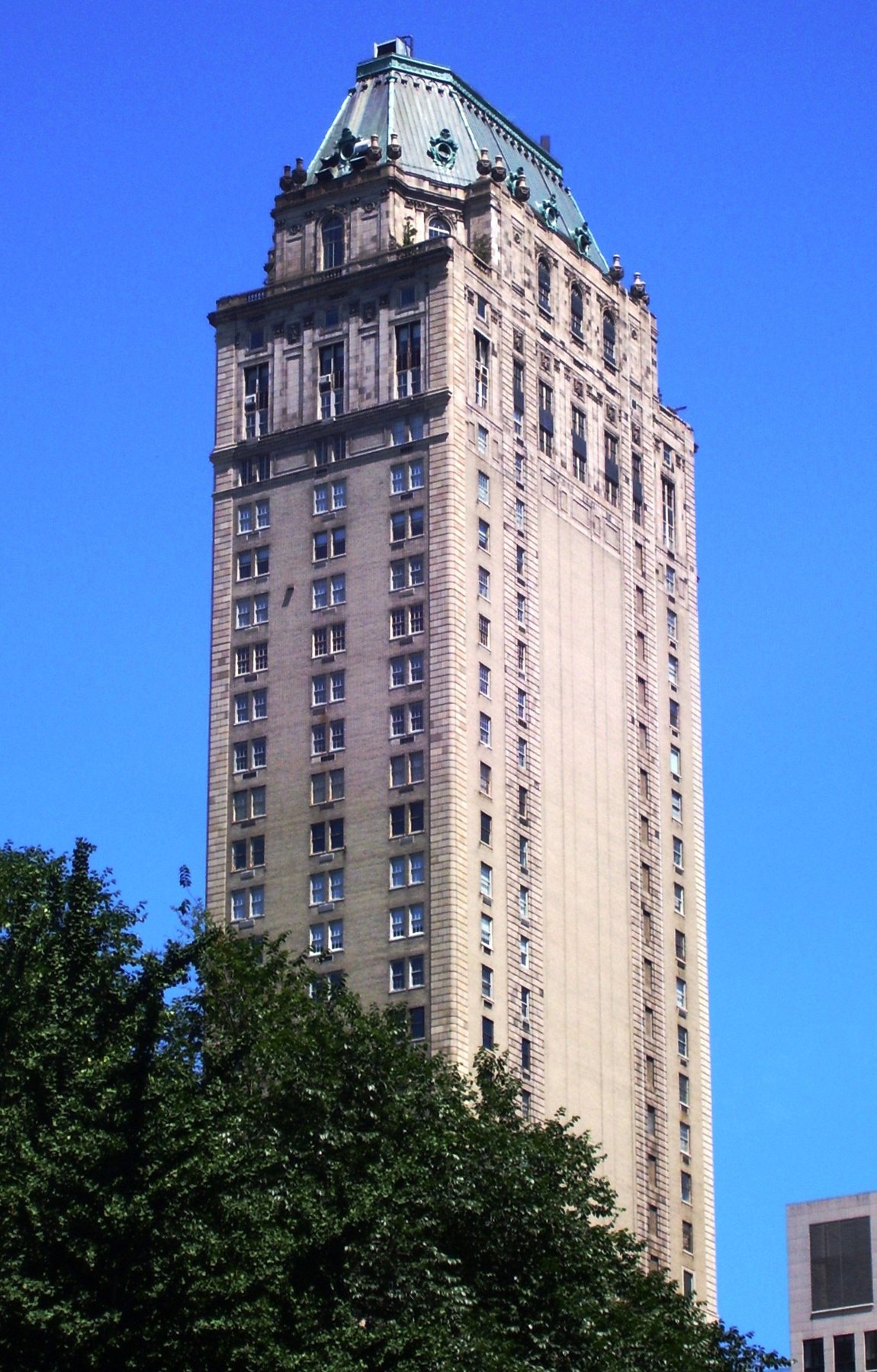 The Pierre hotel on Fifth Avenue beside Central Park in New York City